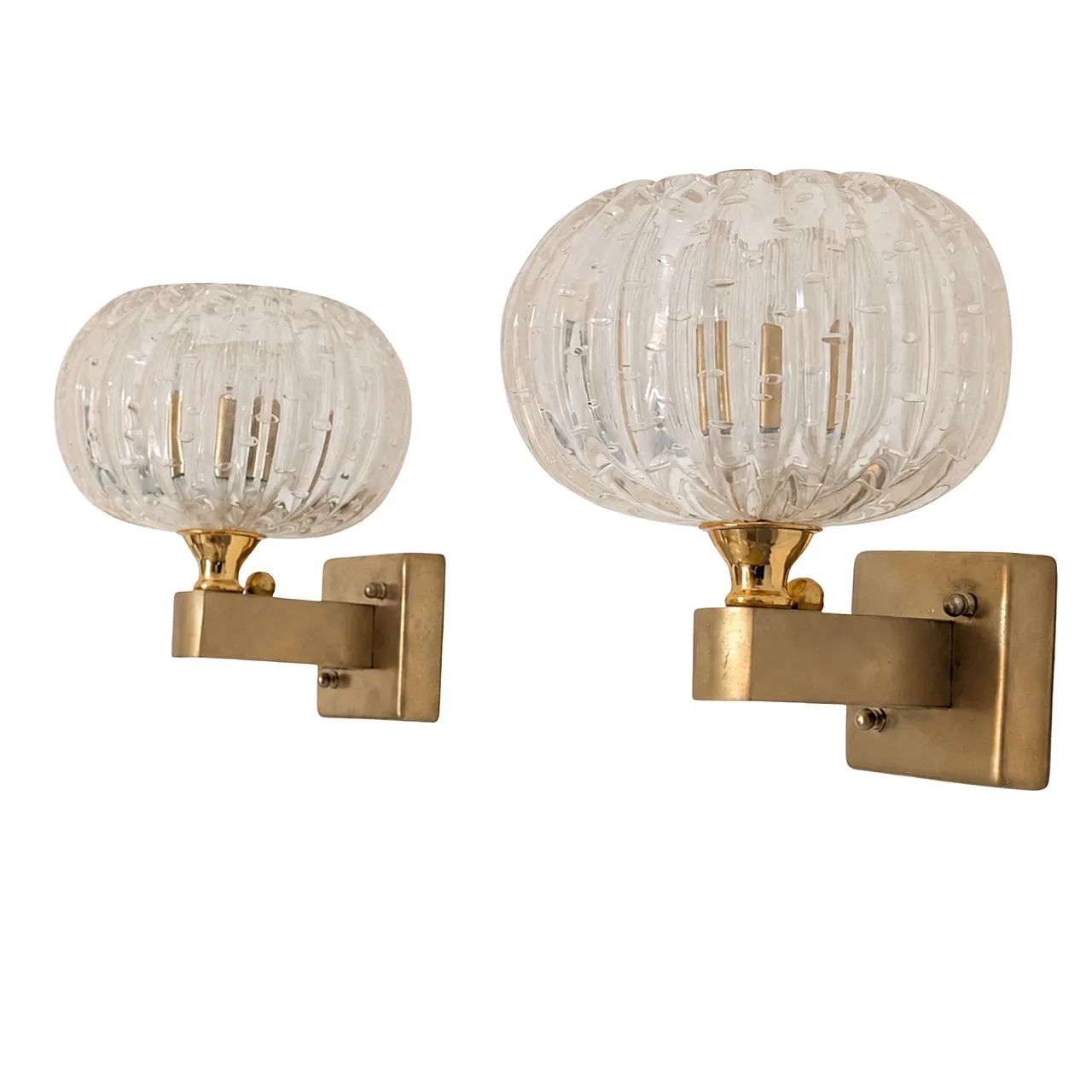 Coppia di appliques in vetro di Murano bolle stile Art Déco, anni ’50 1