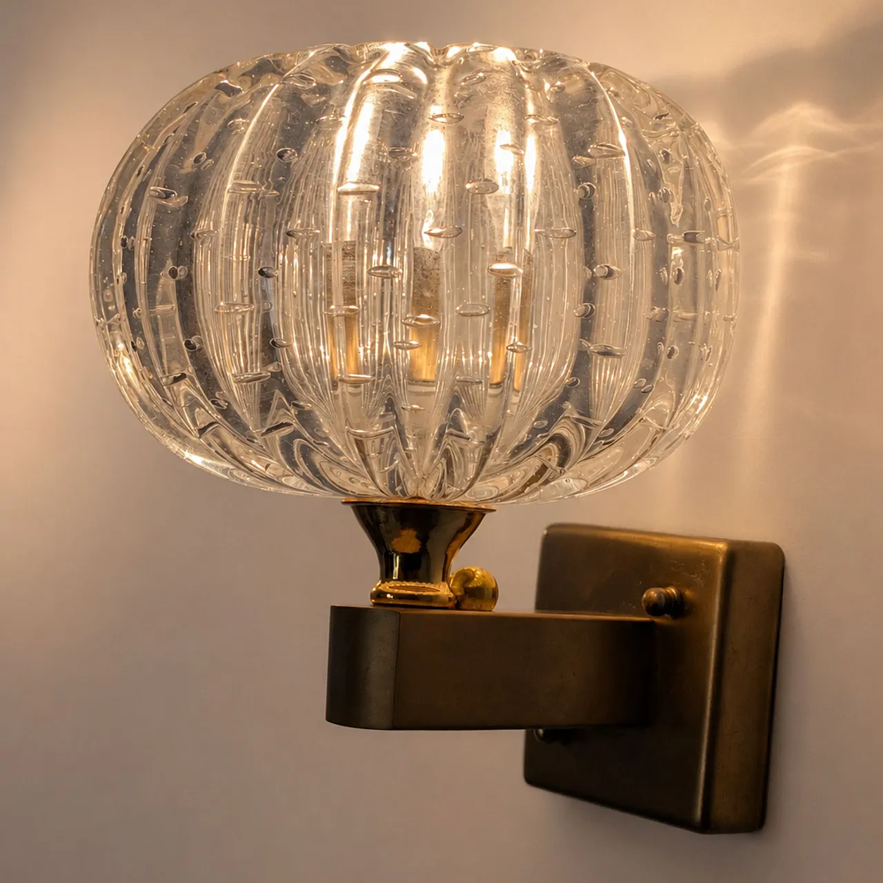 Coppia di appliques in vetro di Murano bolle stile Art Déco, anni ’50 3