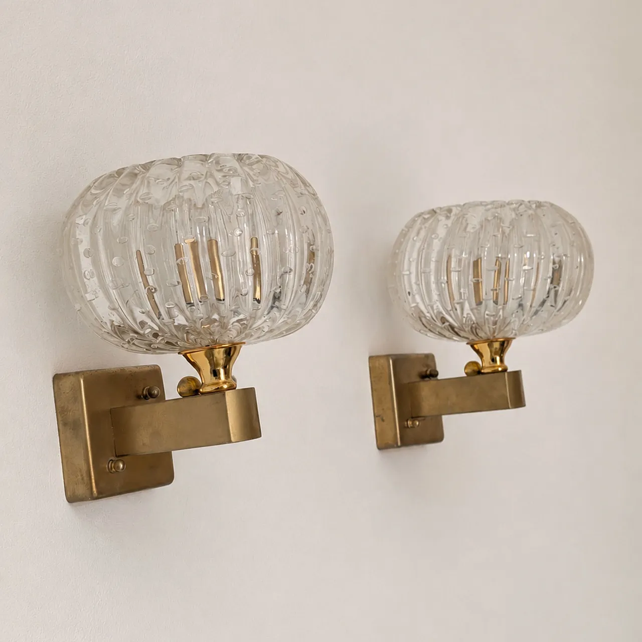 Coppia di appliques in vetro di Murano bolle stile Art Déco, anni ’50 5