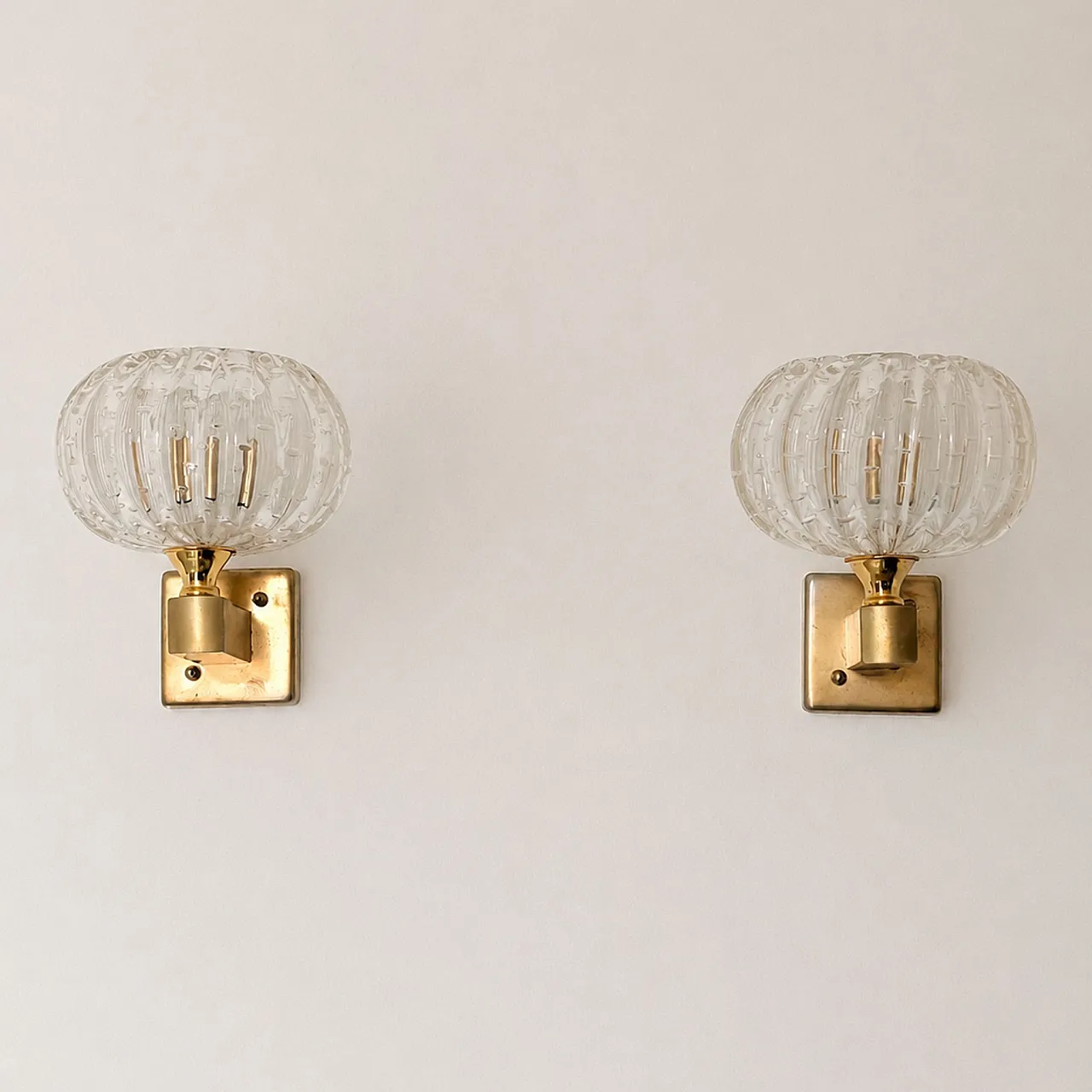 Coppia di appliques in vetro di Murano bolle stile Art Déco, anni ’50 6