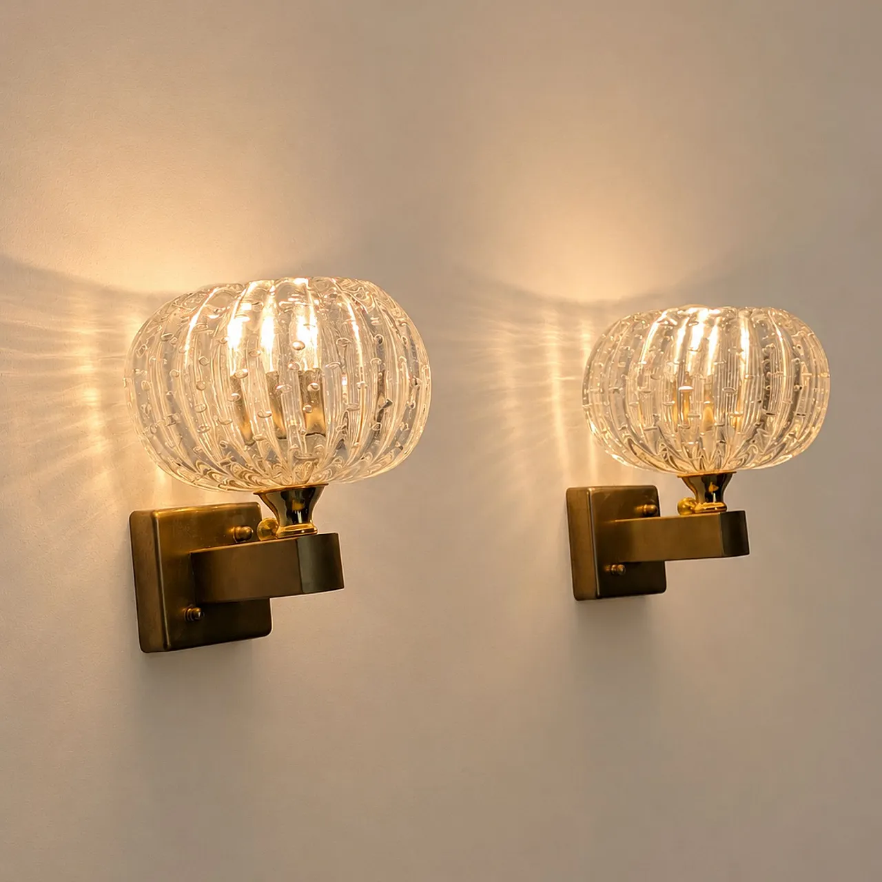 Coppia di appliques in vetro di Murano bolle stile Art Déco, anni ’50 9