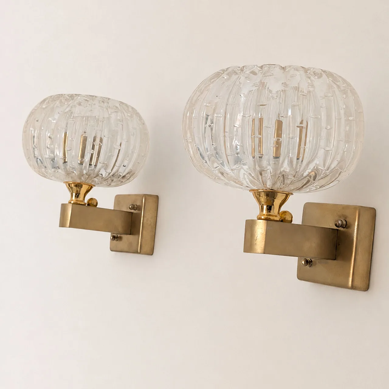 Coppia di appliques in vetro di Murano bolle stile Art Déco, anni ’50 10