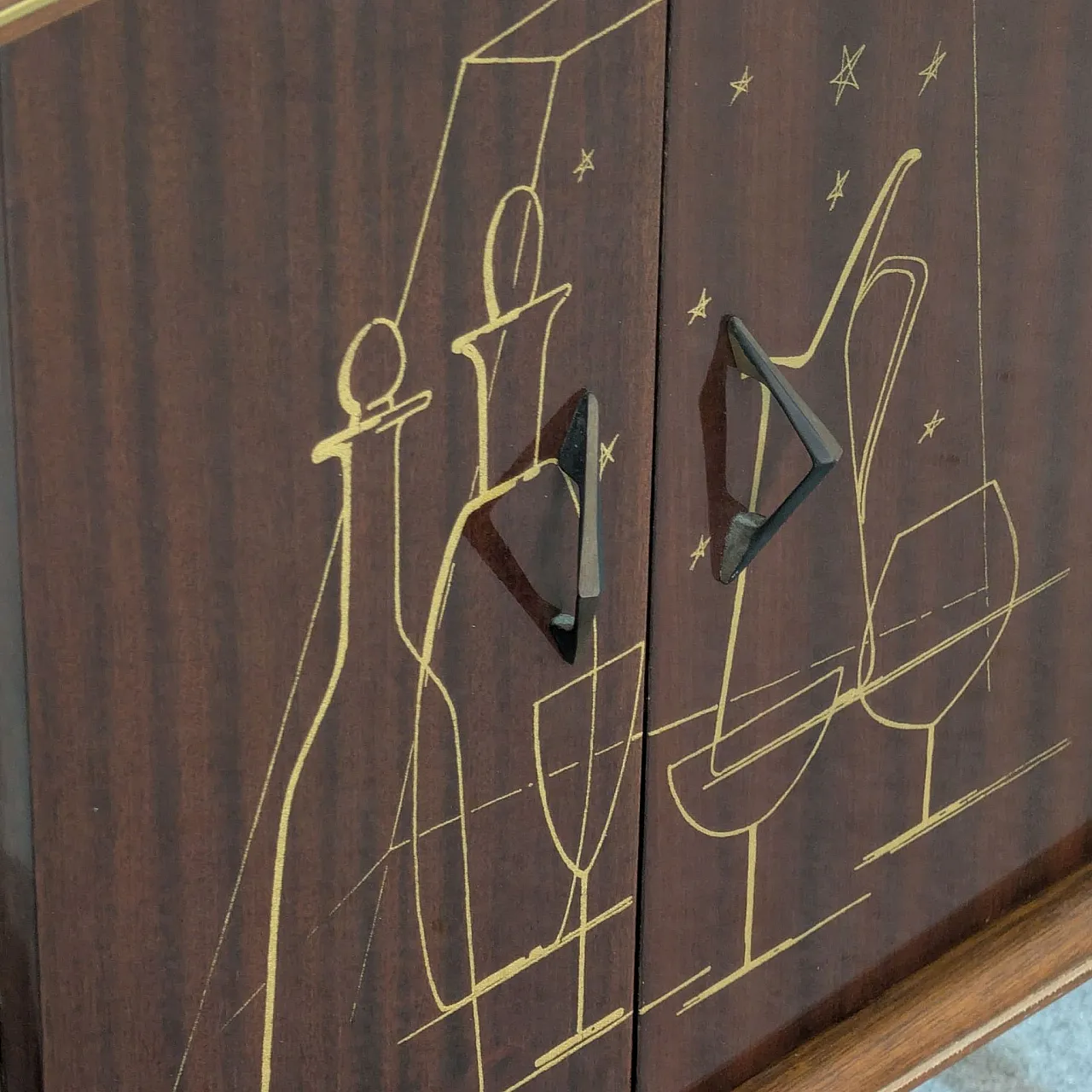 Carrello mobile bar italiano anni ’60 in legno attribuito a Ico Parisi 5