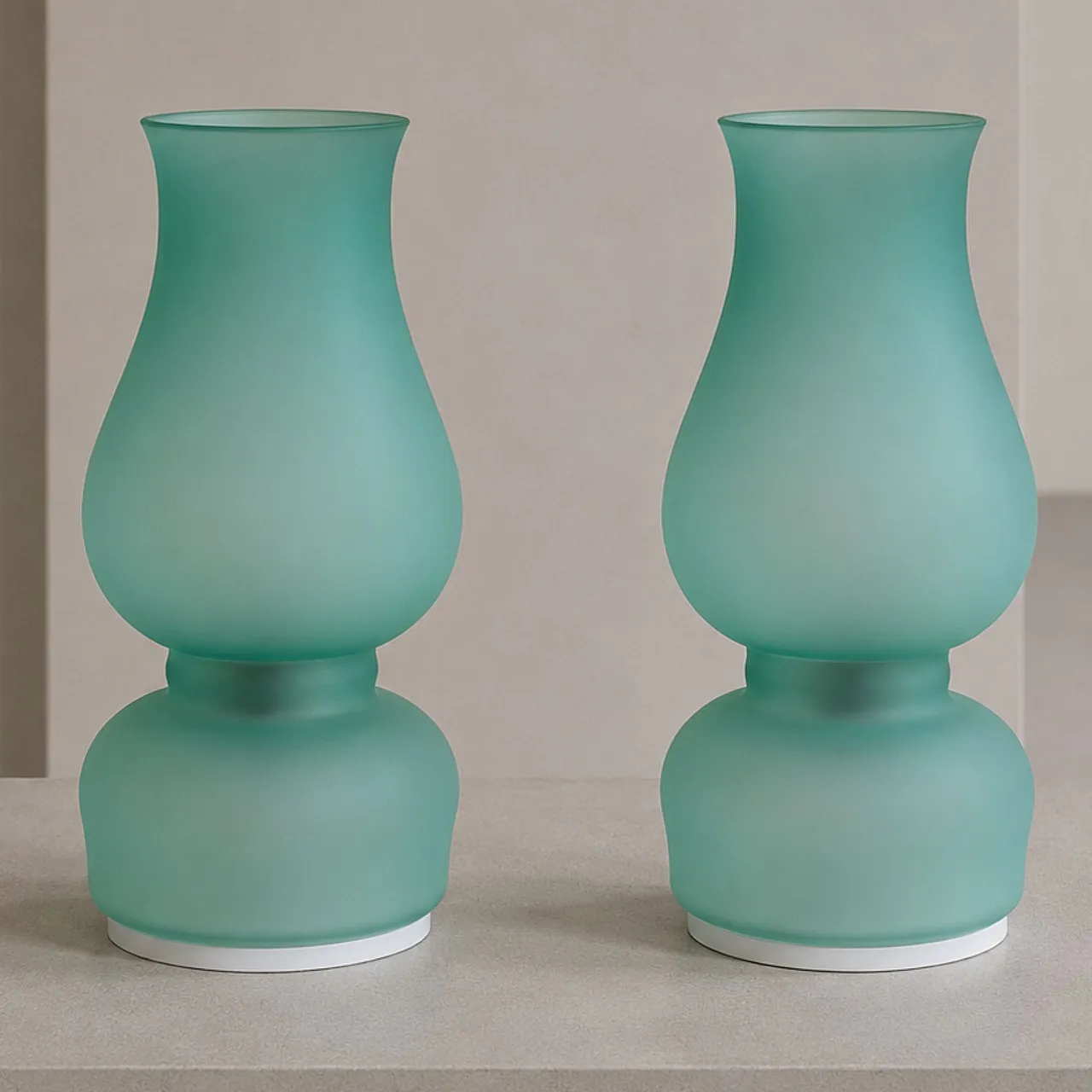 Coppia di lampade Aureliano Toso in vetro di Murano verde, fine 70s 1