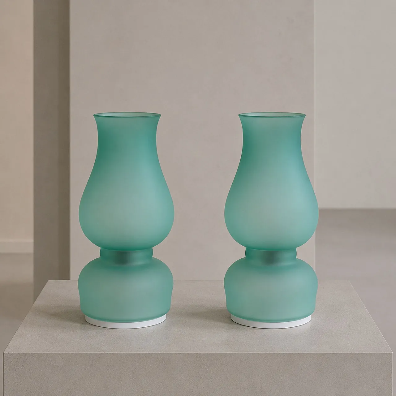 Coppia di lampade Aureliano Toso in vetro di Murano verde, fine 70s 3