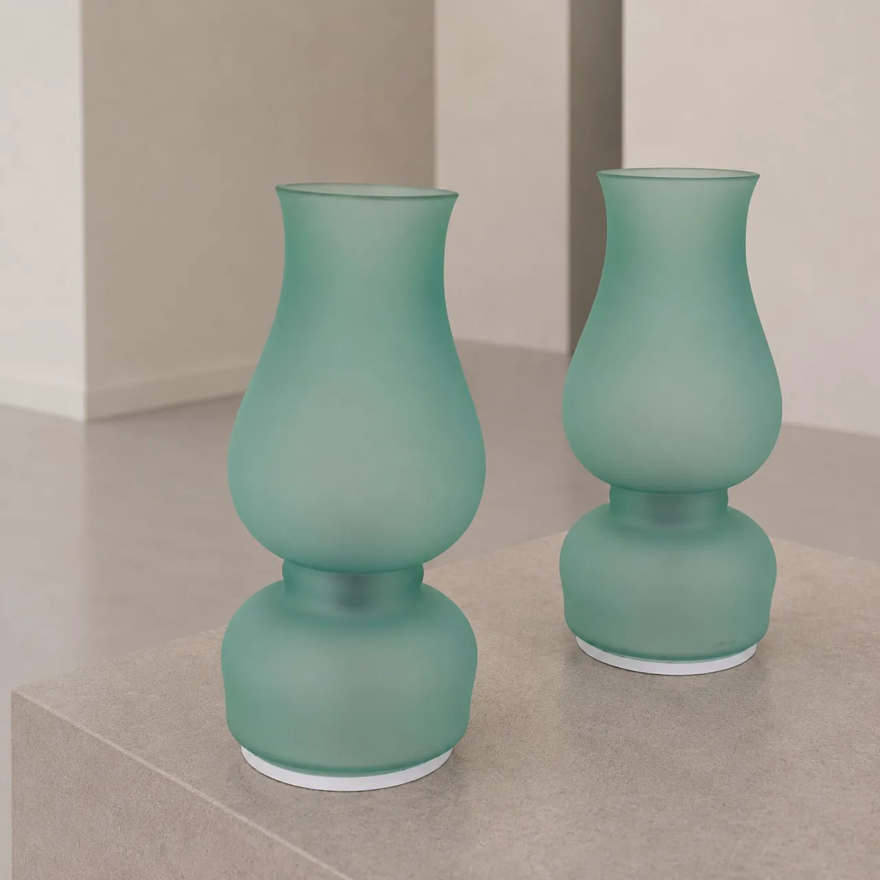 Coppia di lampade Aureliano Toso in vetro di Murano verde, fine 70s 6