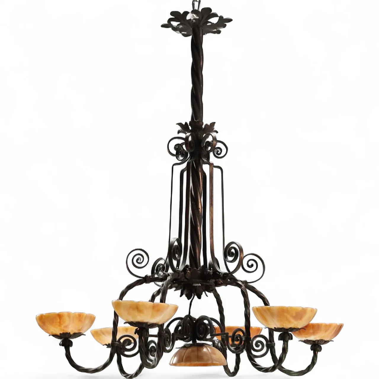 Liberty chandelier in burnished metal, 20th century 11