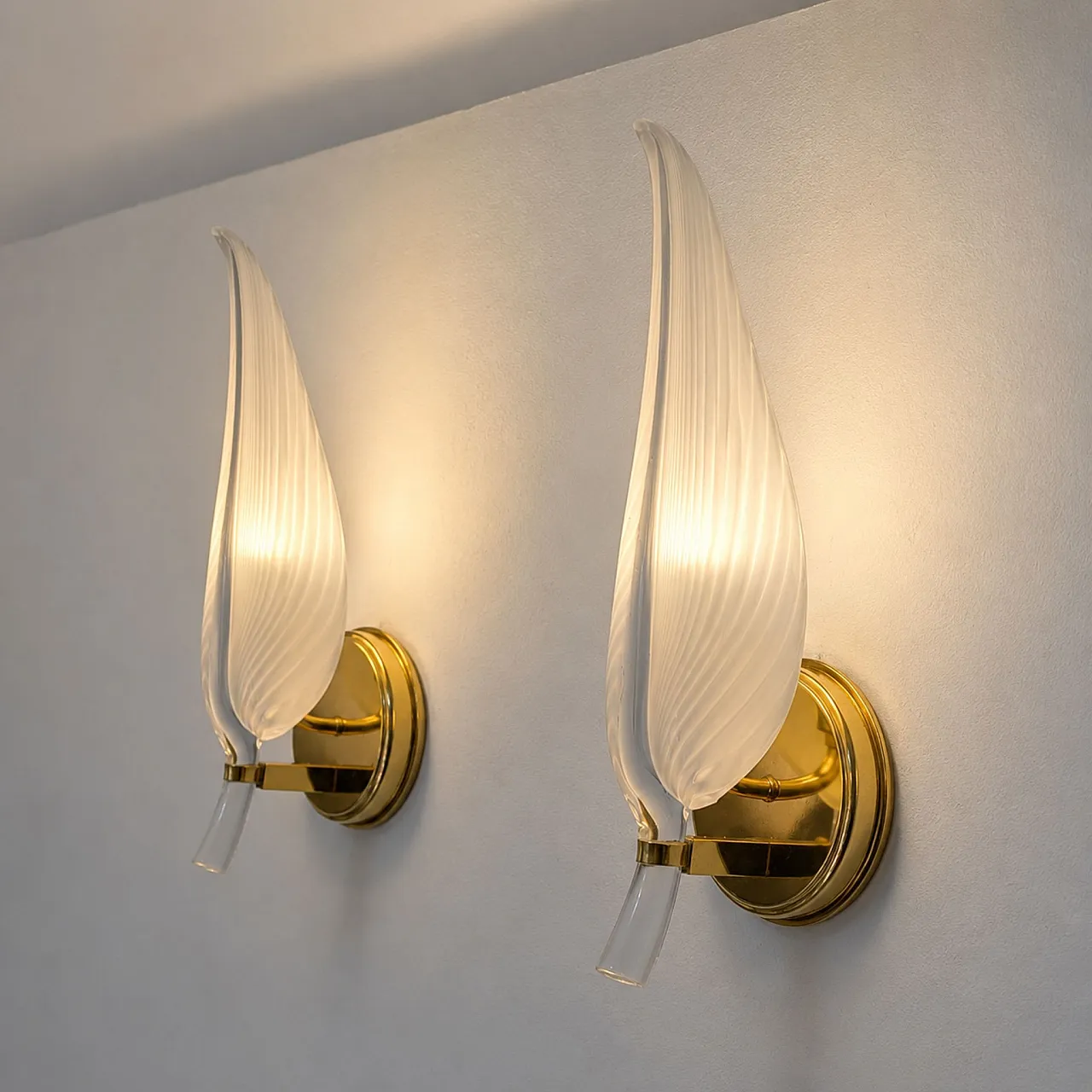 Appliques in vetro di Murano a forma di foglia by Franco Luce anni ’70 5