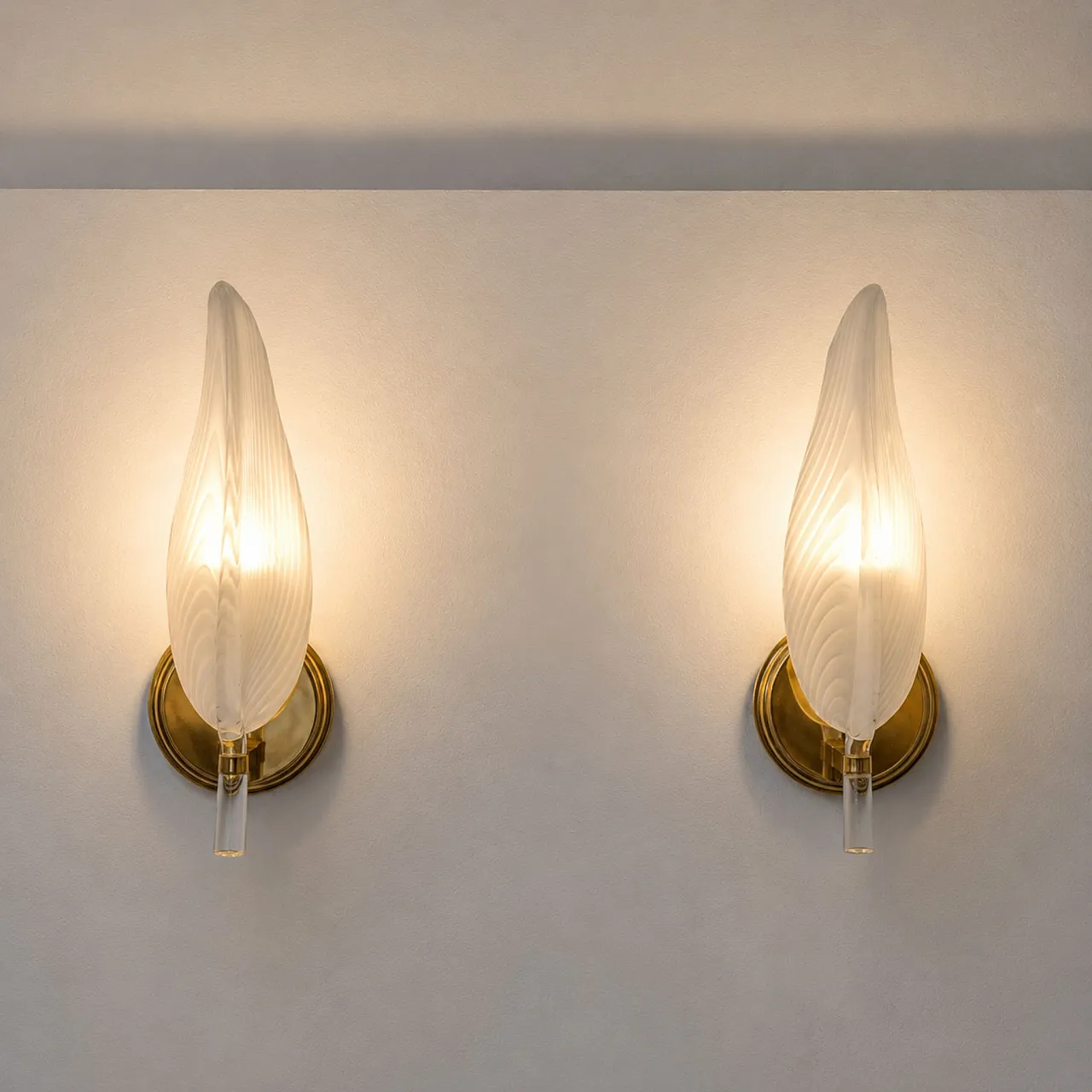 Appliques in vetro di Murano a forma di foglia by Franco Luce anni ’70 6