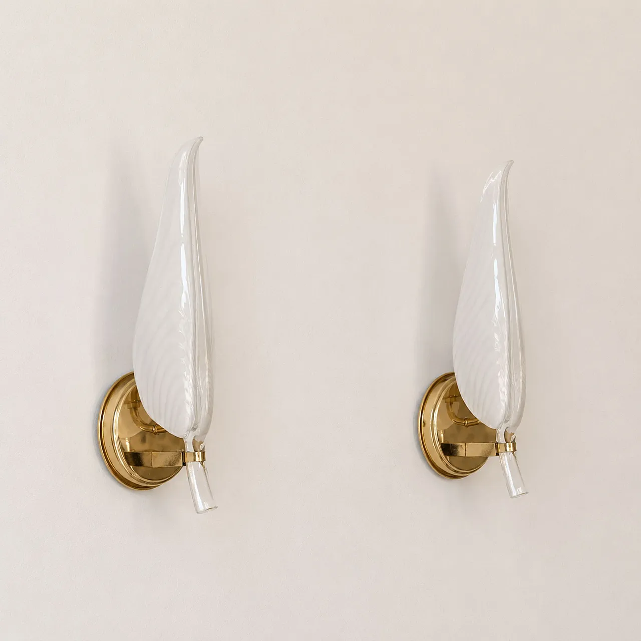 Appliques in vetro di Murano a forma di foglia by Franco Luce anni ’70 7