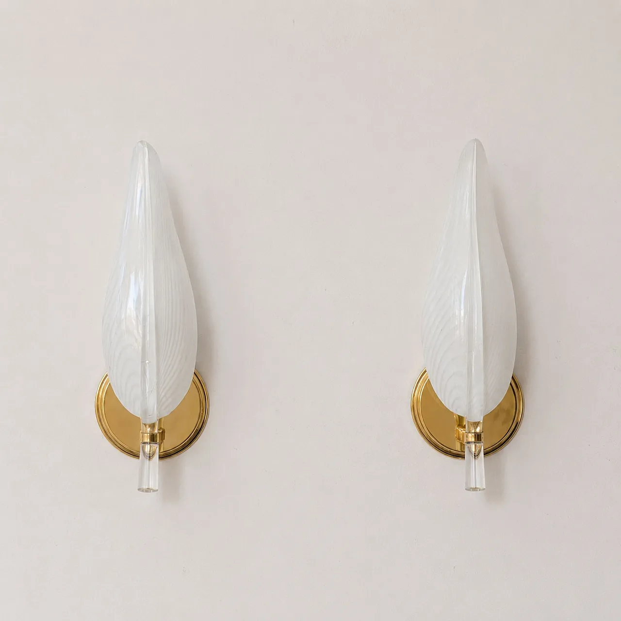 Appliques in vetro di Murano a forma di foglia by Franco Luce anni ’70 8