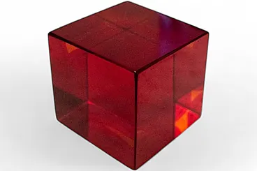 Glass paperweight cube, 1960s