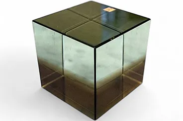 Glass Solidi paperweight cube from Fontana Arte, 1980s