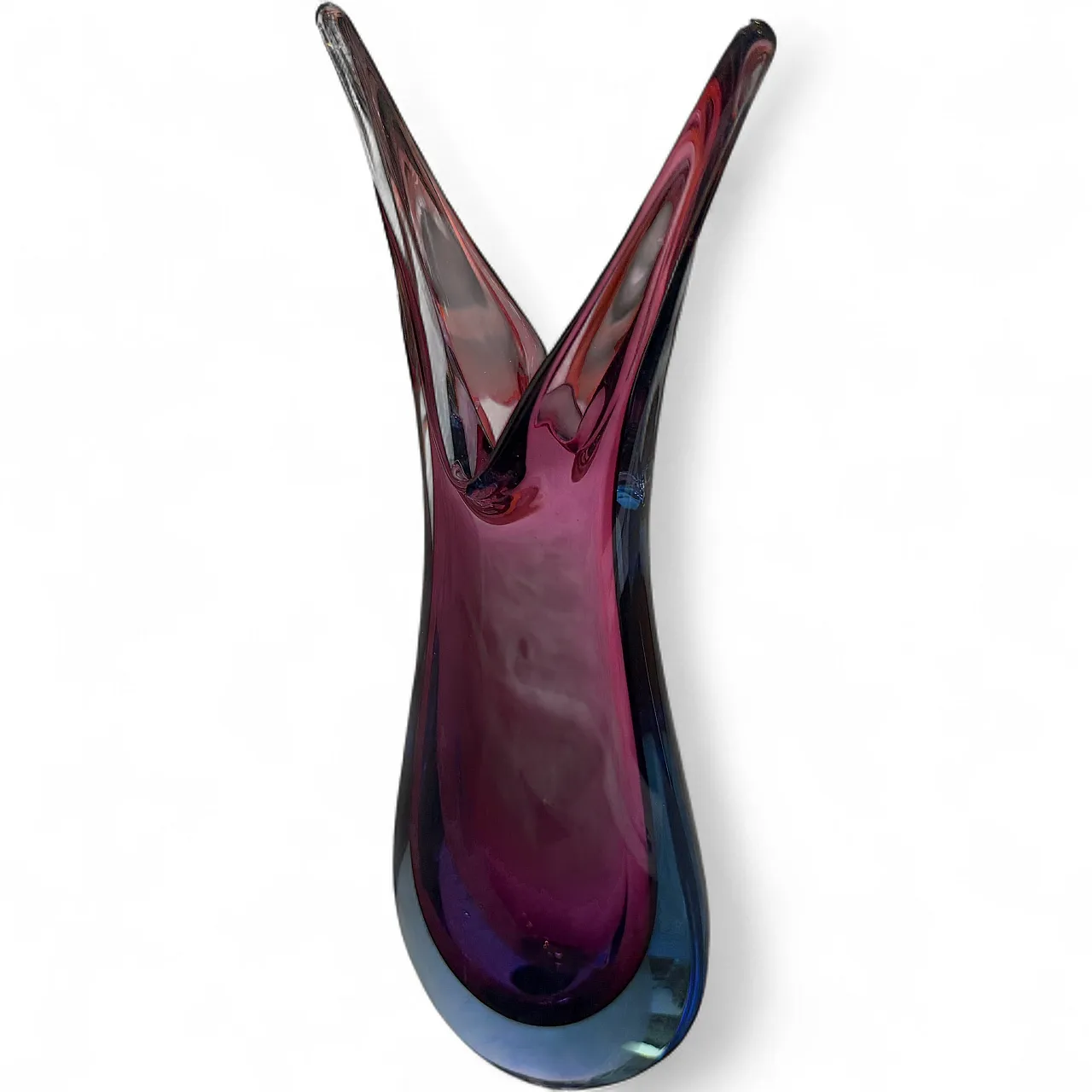 Purple and blue Sommerso Murano glass vase by Flavio Poli, 1970s 14