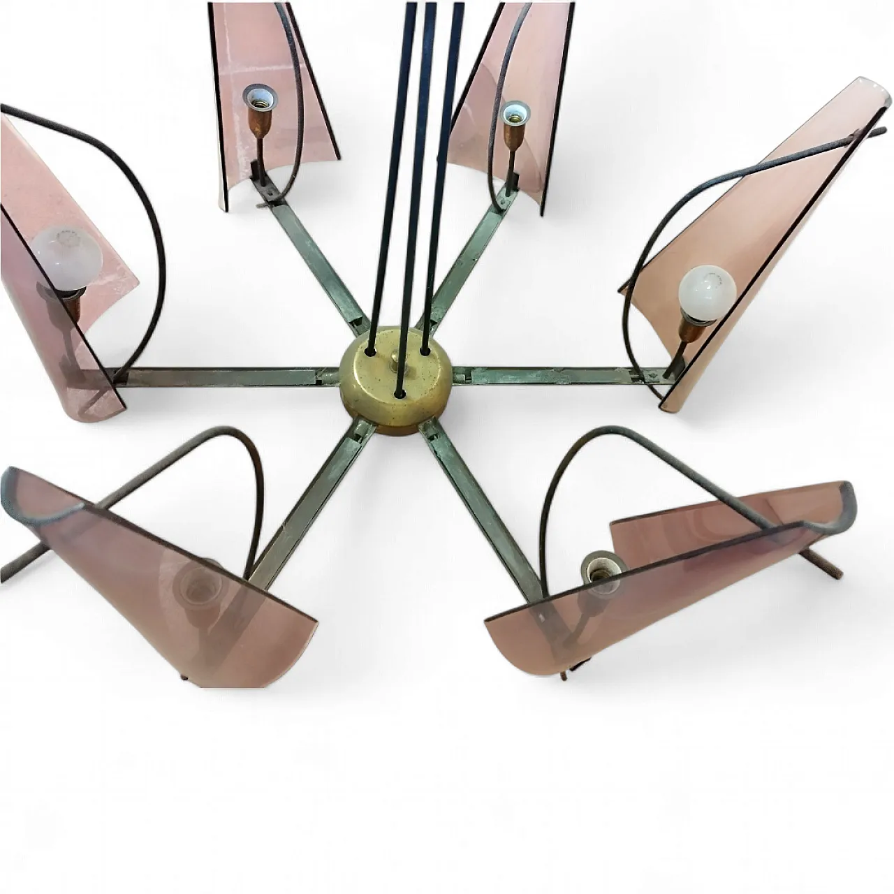 Chandelier in brass, 60s 2