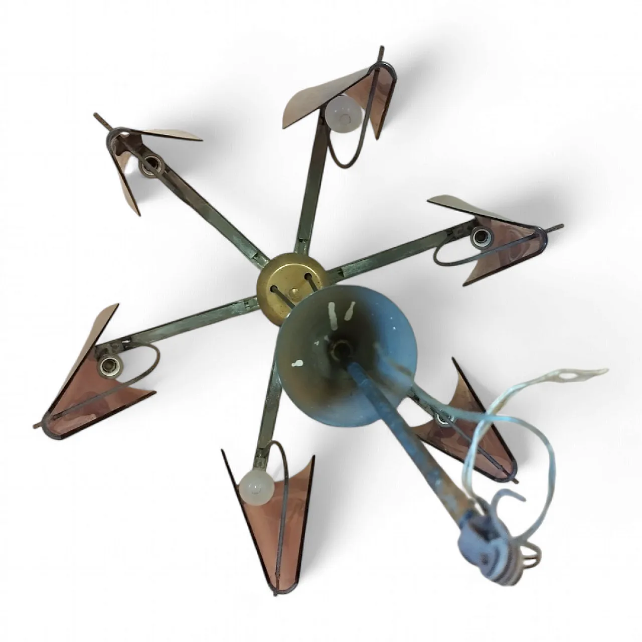 Chandelier in brass, 60s 3