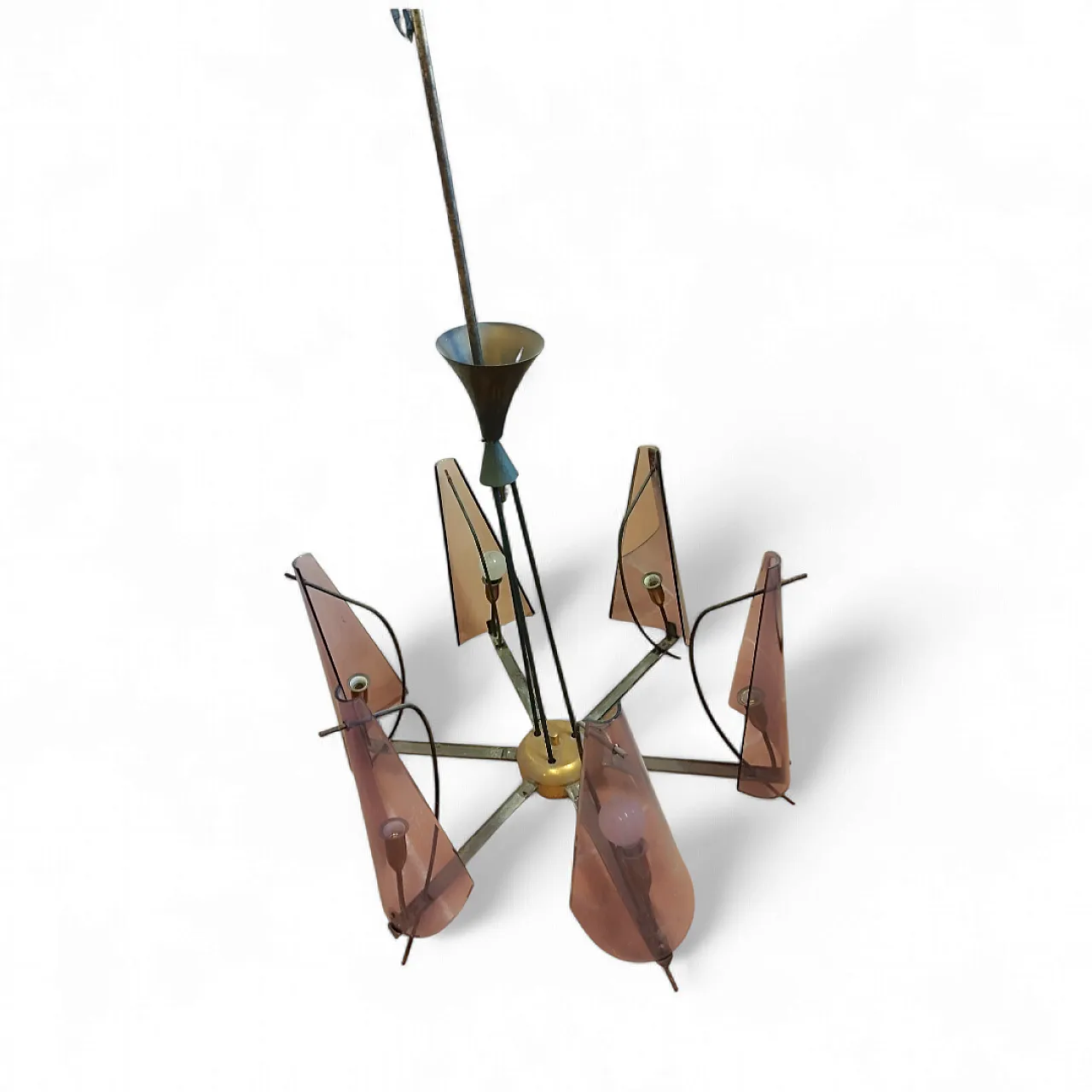 Chandelier in brass, 60s 4