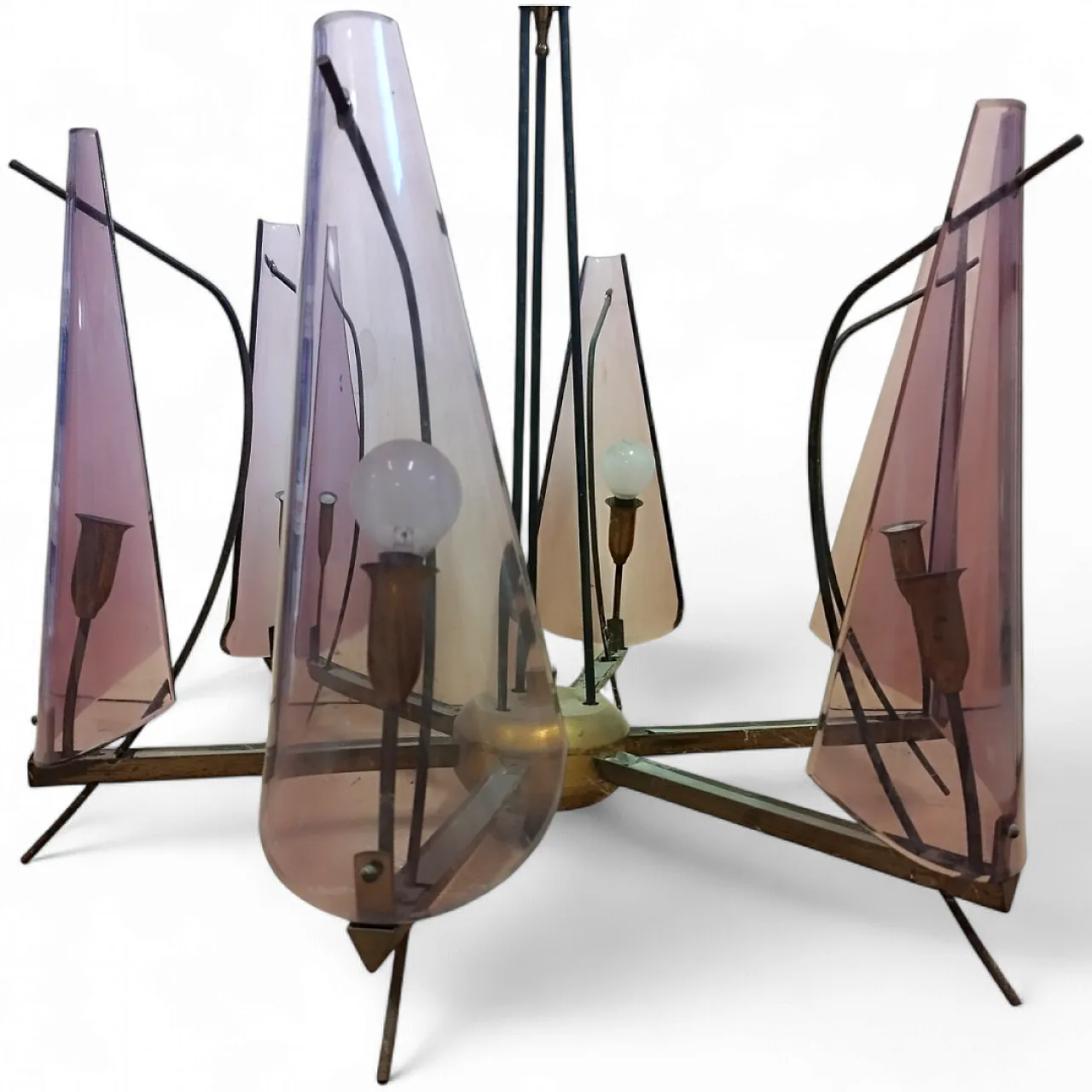 Chandelier in brass, 60s 5