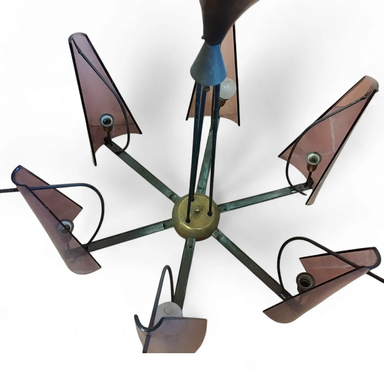 Chandelier in brass, 60s 6