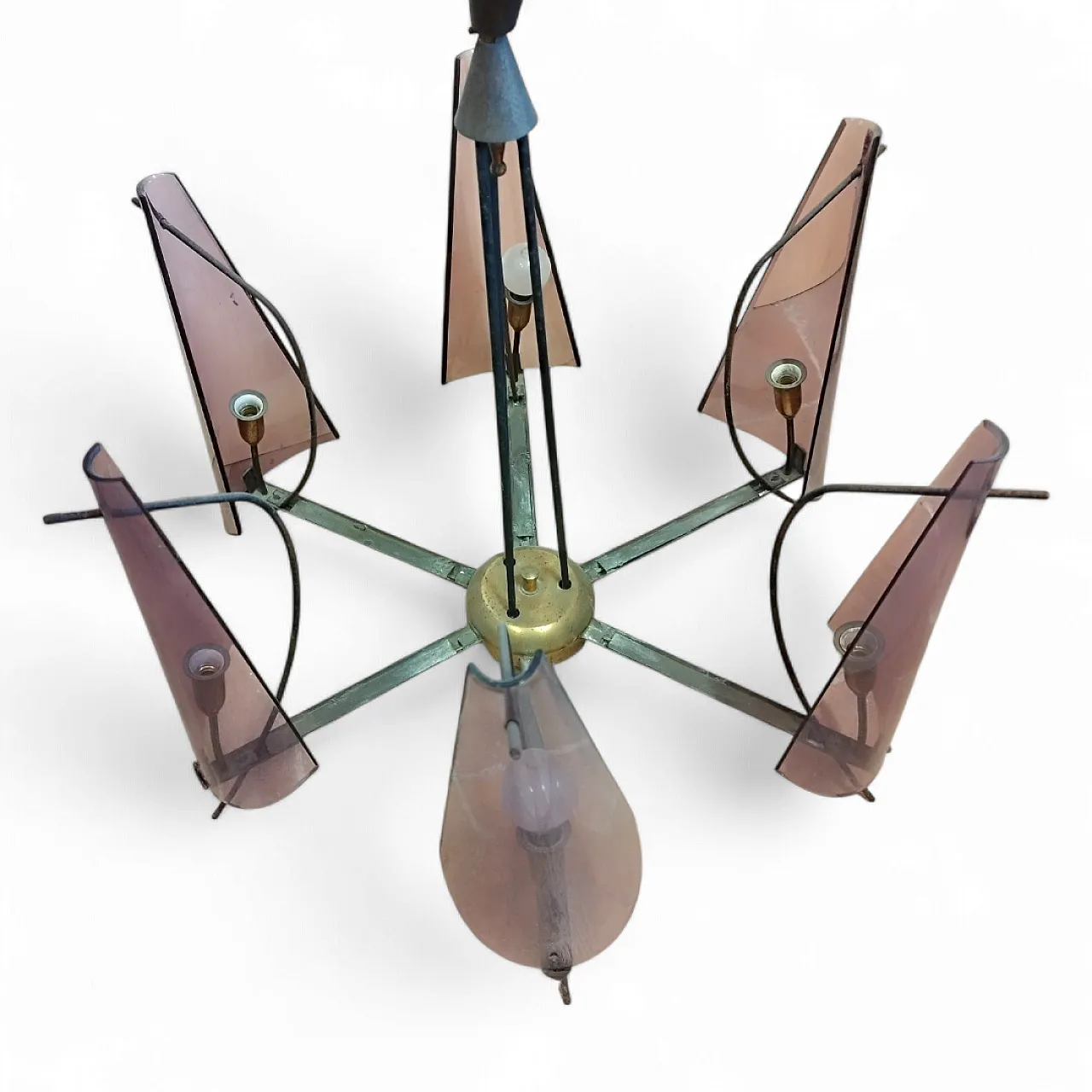 Chandelier in brass, 60s 7