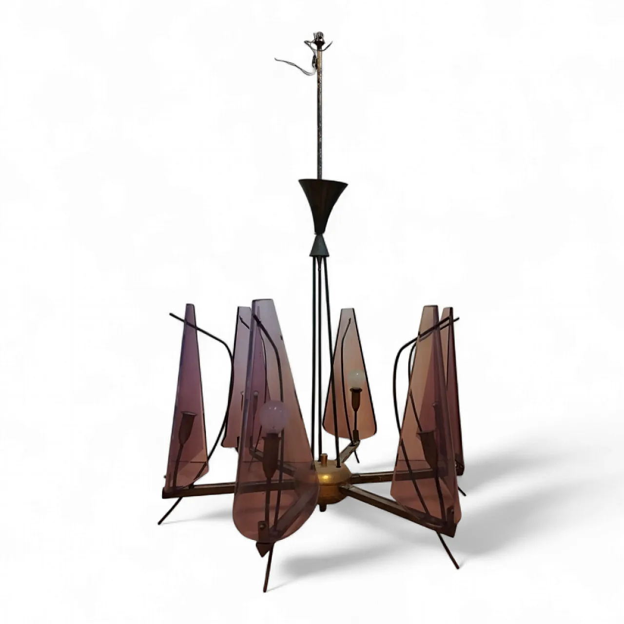 Chandelier in brass, 60s 8
