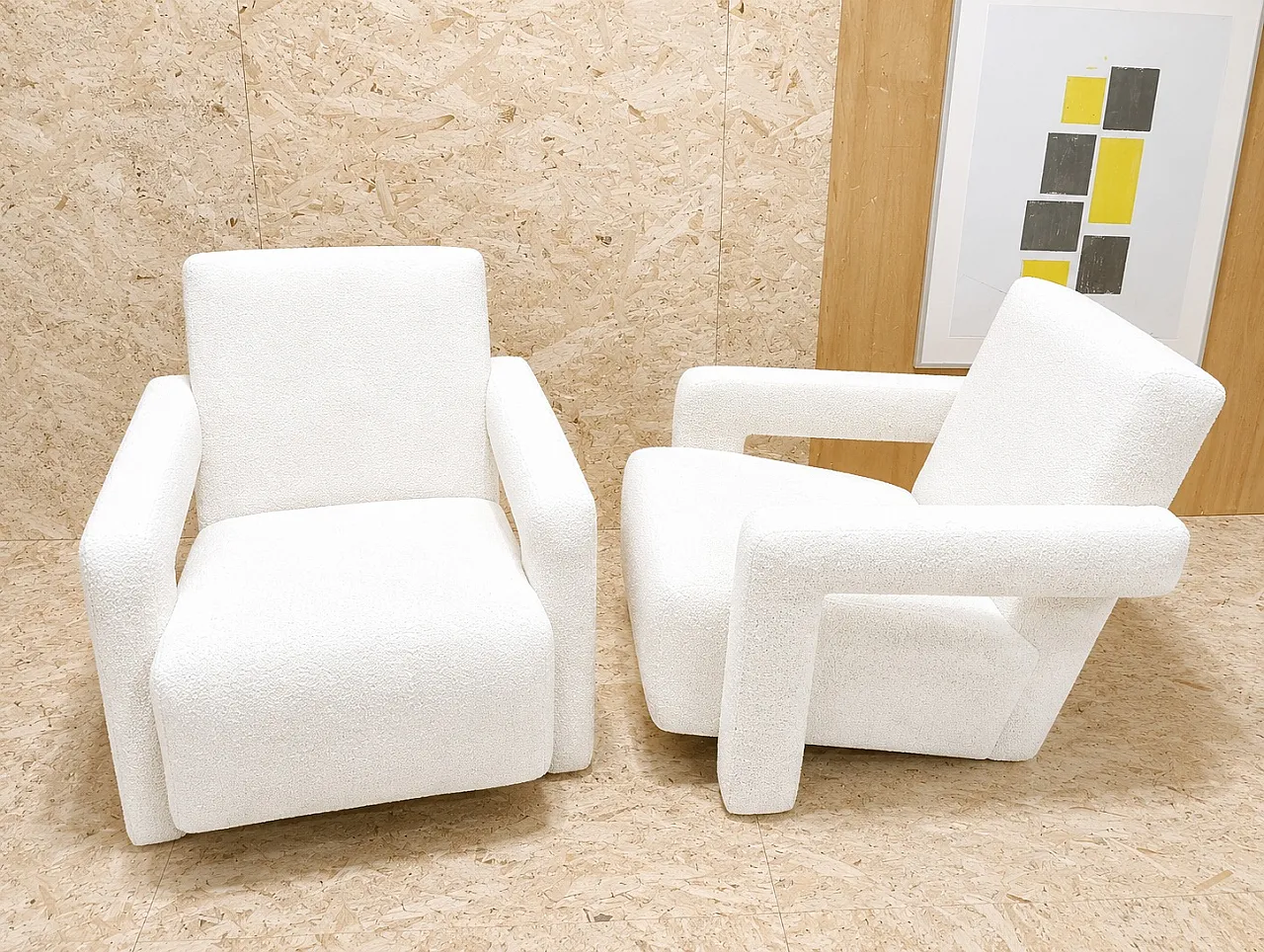 Coppia di poltrone 637 Utrecht in Lana Boucle bianca, 2000 17