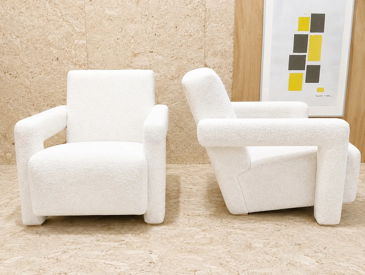 Coppia di poltrone 637 Utrecht in Lana Boucle bianca, 2000 18
