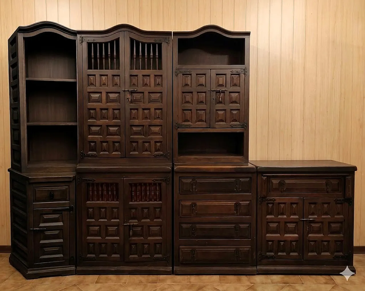 Spanish Rustic Wall Unit, 70s 1