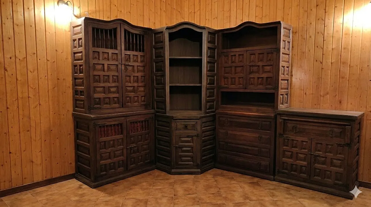 Spanish Rustic Wall Unit, 70s 2