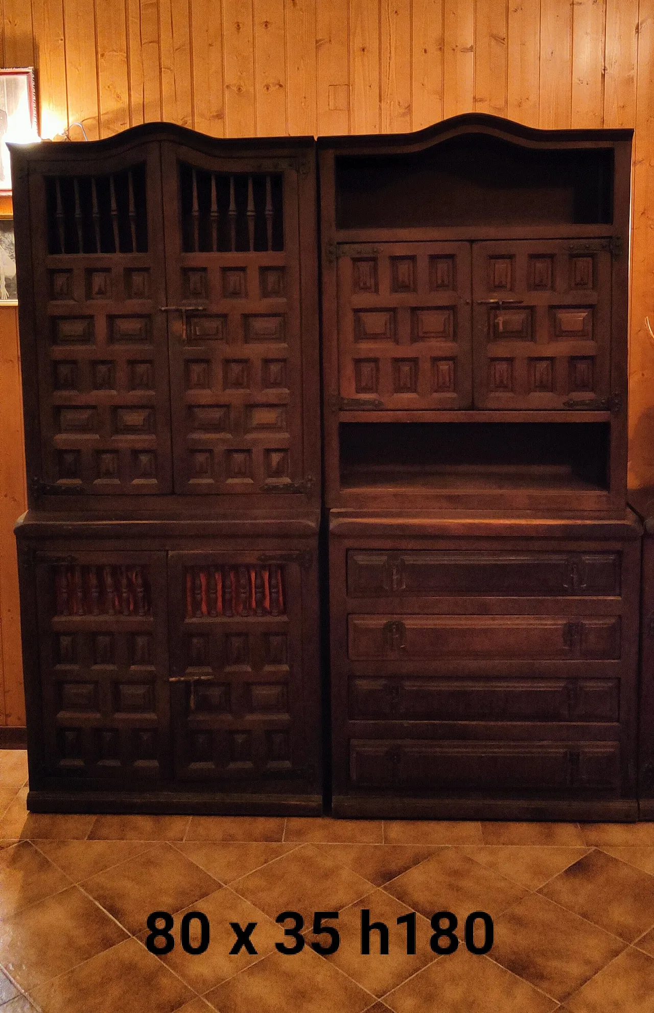 Spanish Rustic Wall Unit, 70s 4