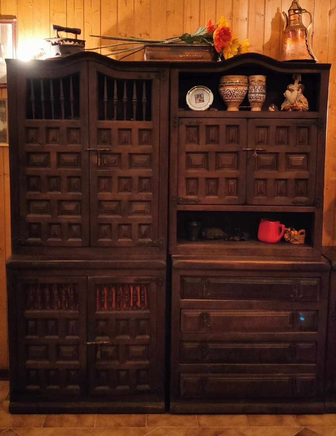 Spanish Rustic Wall Unit, 70s 5