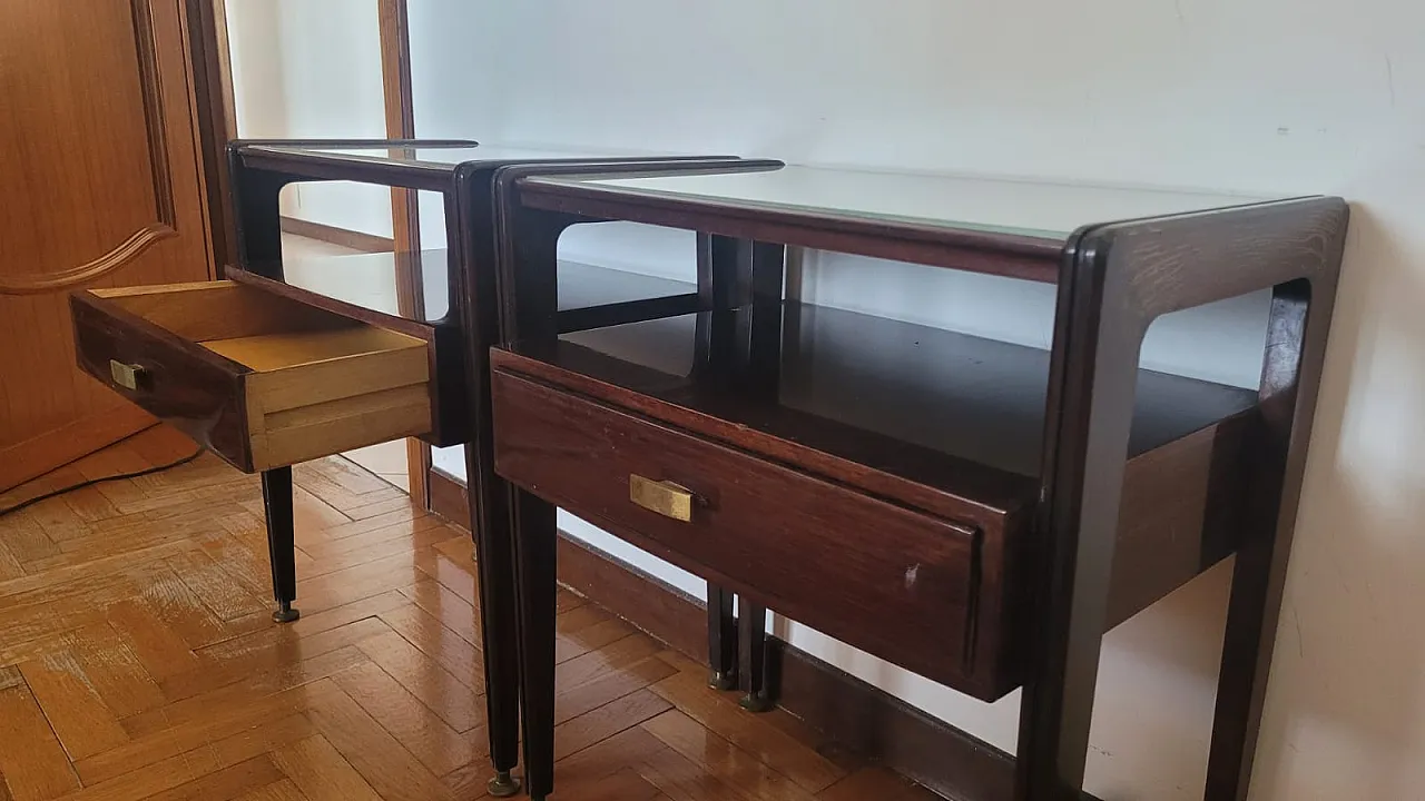 Pair of bedside tables by Silvio Cavatorta, 50s 2