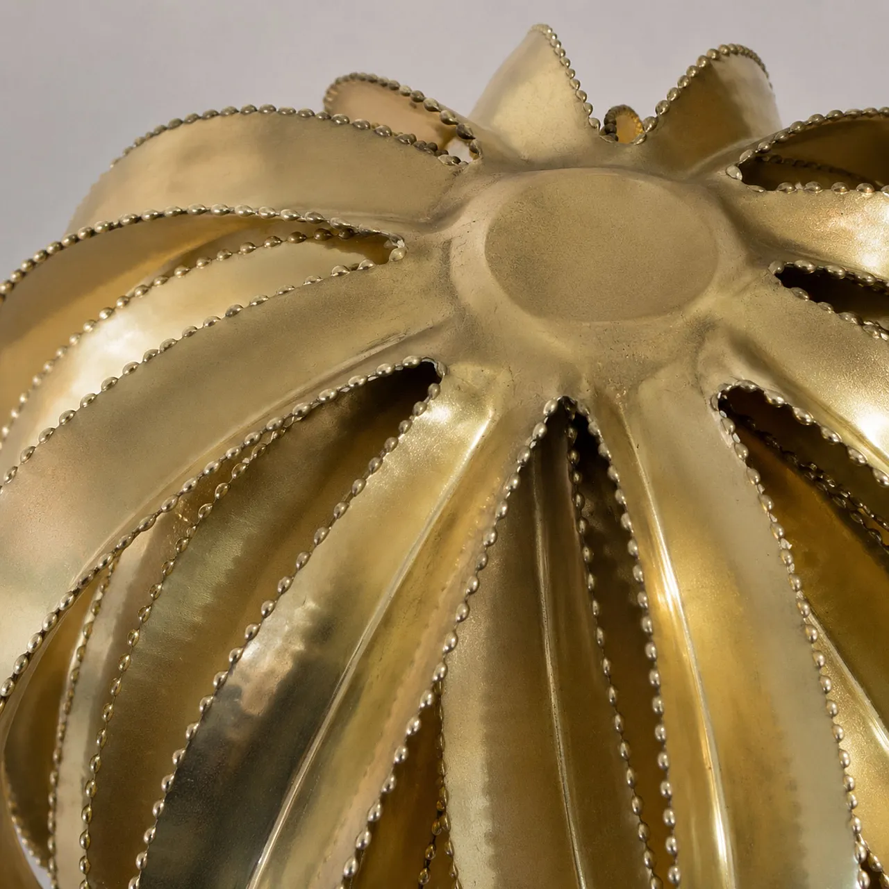 Lampada francese a palma bambù in ottone stile Maison Jansen, anni'70 8