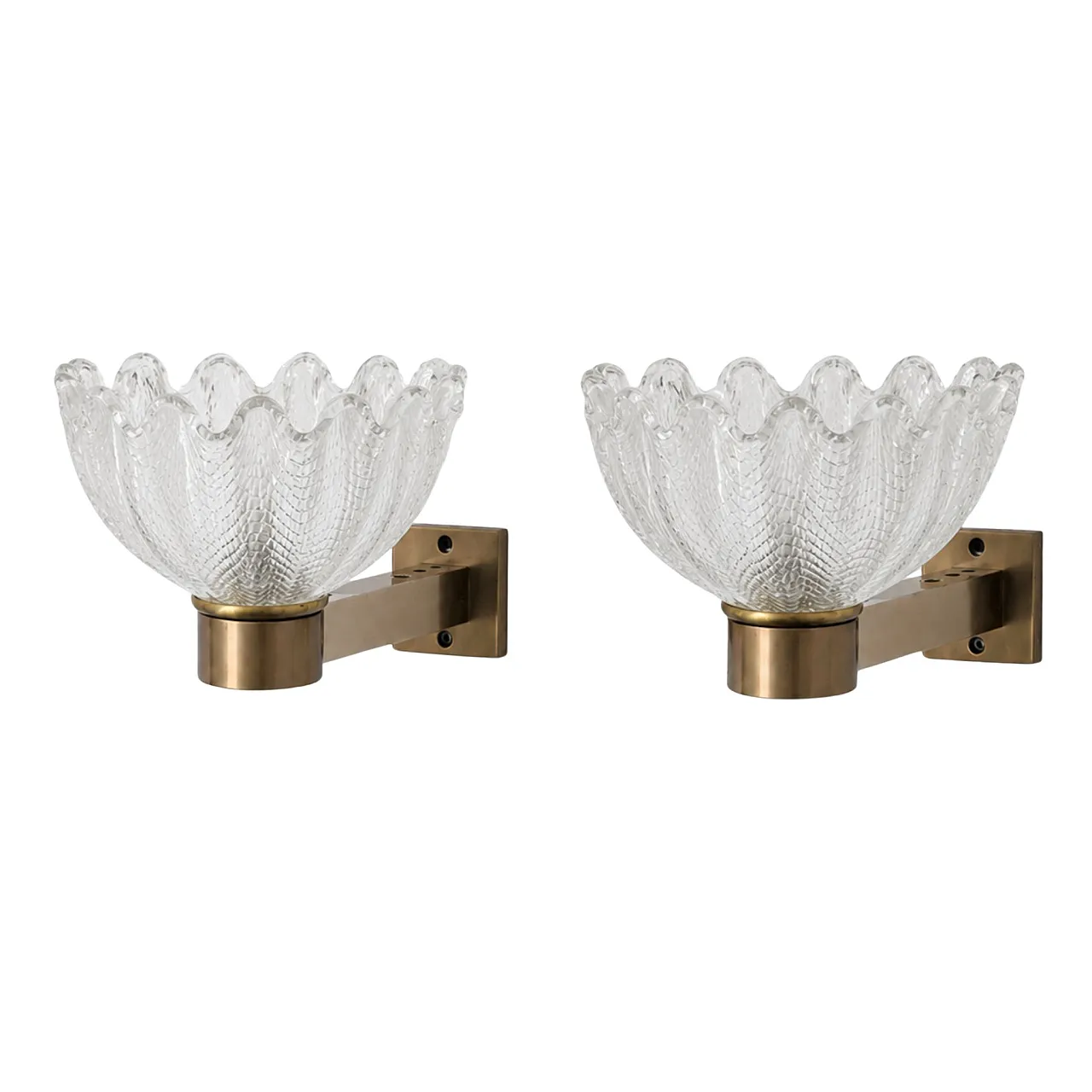 Appliques in brass and Murano glass attributed to Barovier & Toso, 50s 1