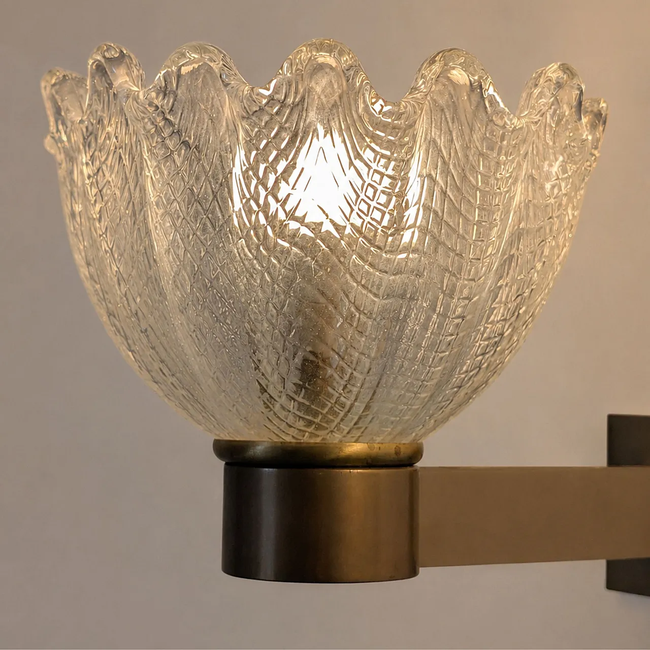 Appliques in brass and Murano glass attributed to Barovier & Toso, 50s 2