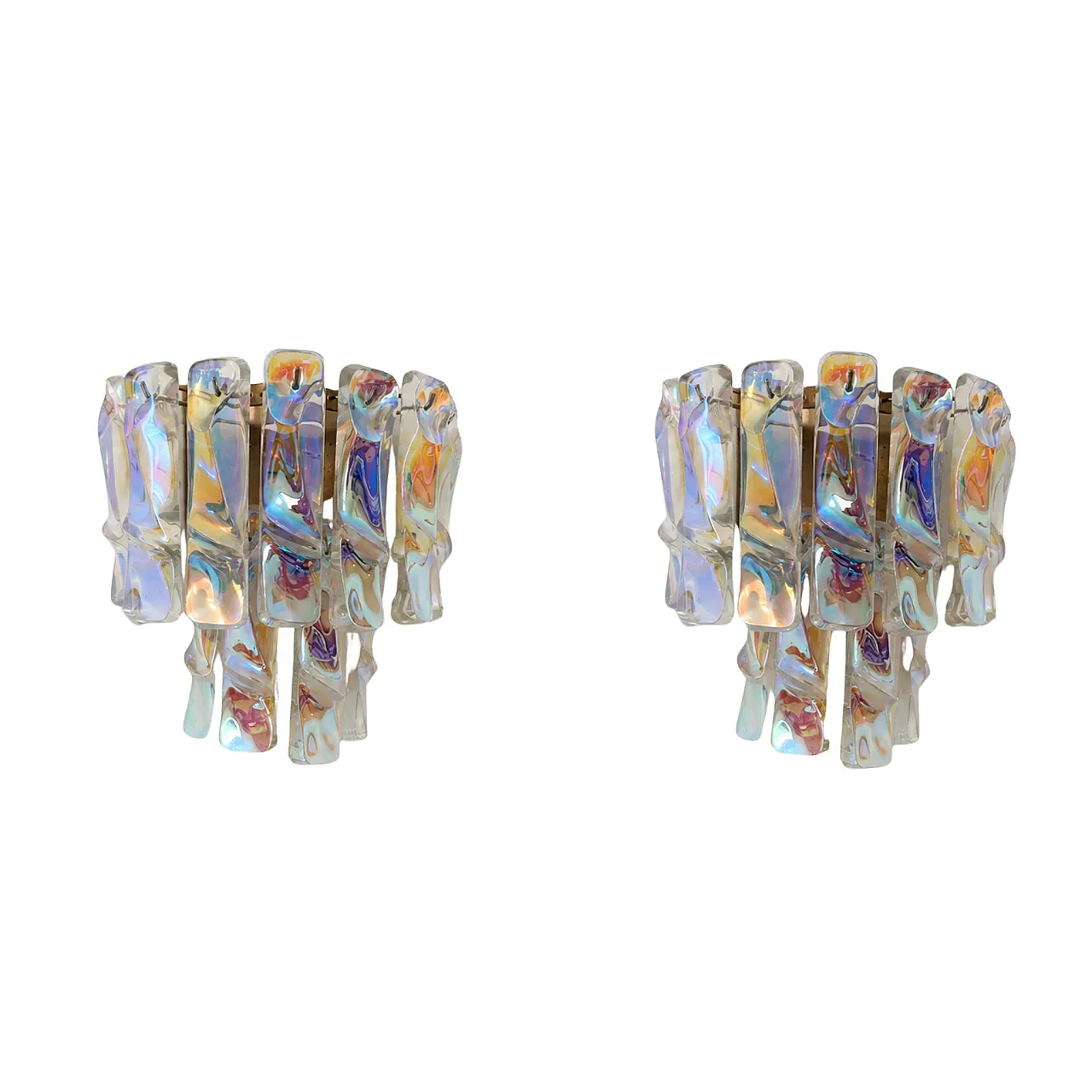 Iridescent Murano glass sconces attributed to Vistosi, 1970s 1