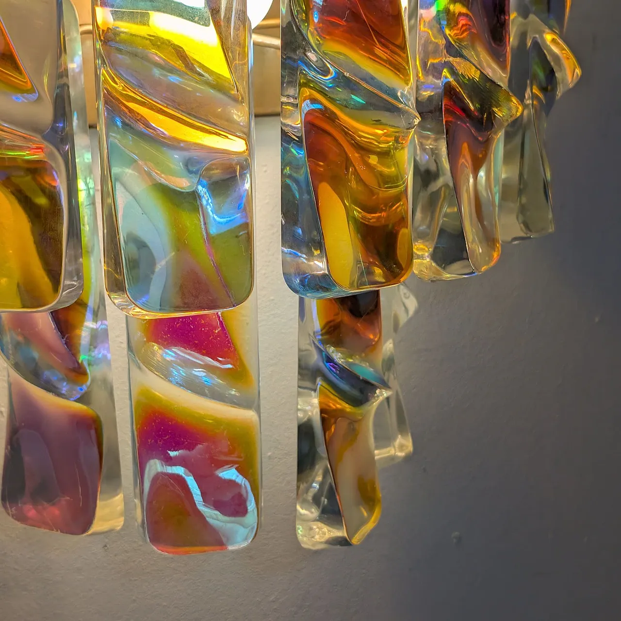 Iridescent Murano glass sconces attributed to Vistosi, 1970s 2