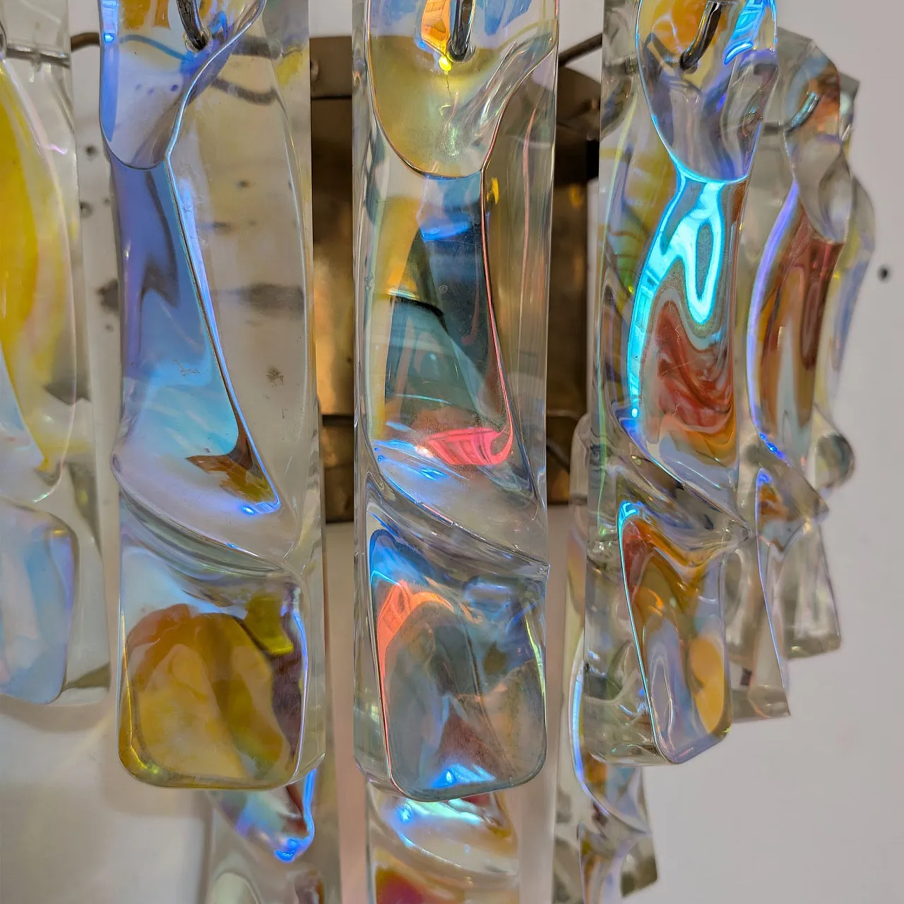 Iridescent Murano glass sconces attributed to Vistosi, 1970s 5