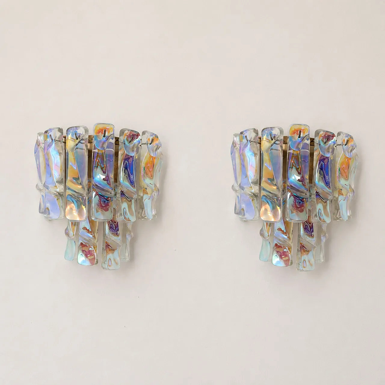 Iridescent Murano glass sconces attributed to Vistosi, 1970s 6