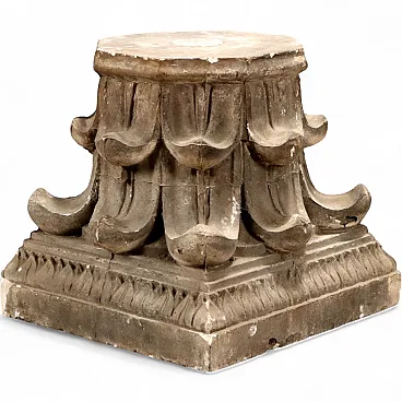 Plaster capital embellished with acanthus leaves, 19th century