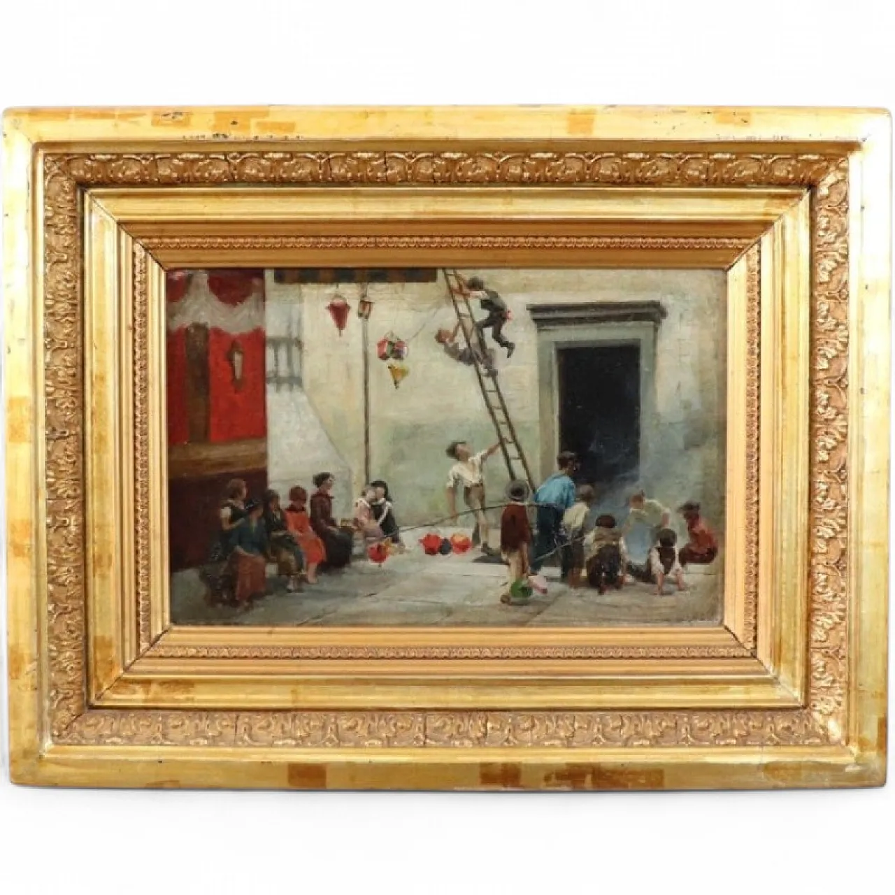 Giochi di bambini olio su tela, '800 16