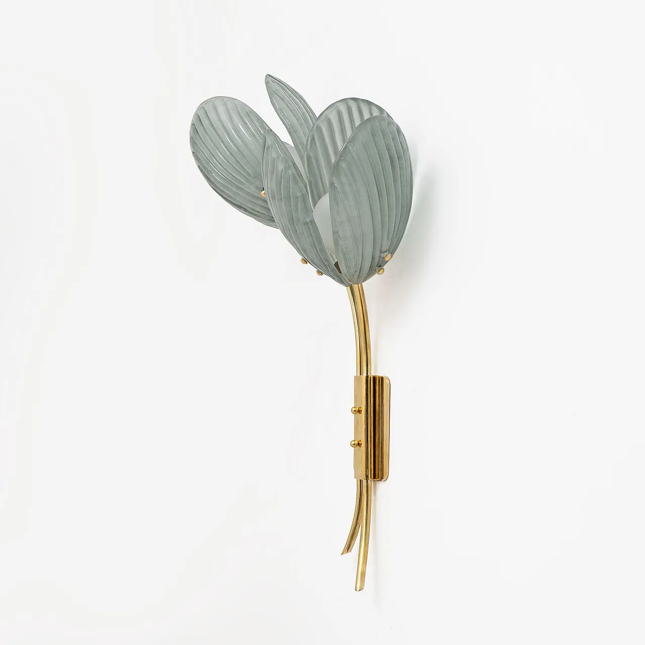 Pair of Tulips Murano glass and brass sconces, 20th century 5