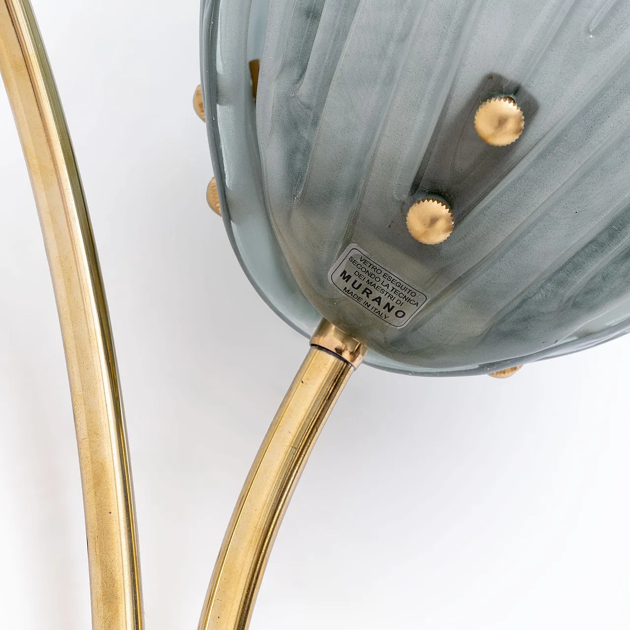 Pair of Tulips Murano glass and brass sconces, 20th century 7