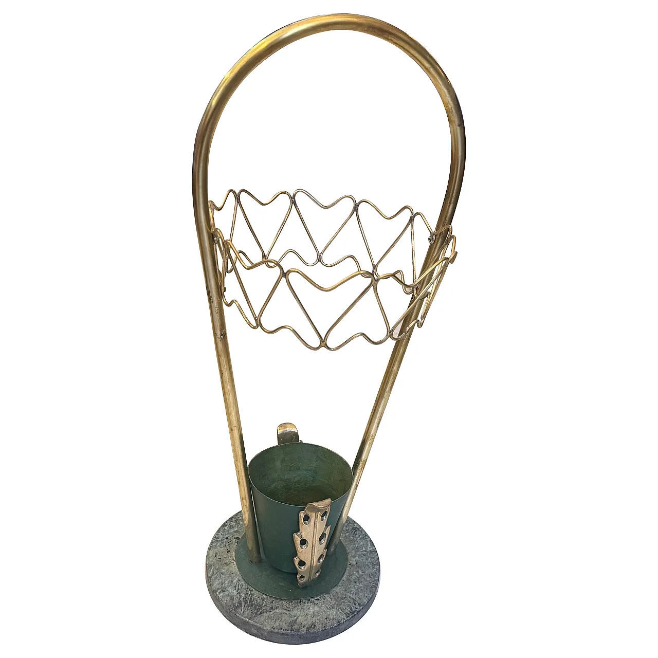 Brass and marble umbrella stand, Gio Ponti Style, 1950s 1