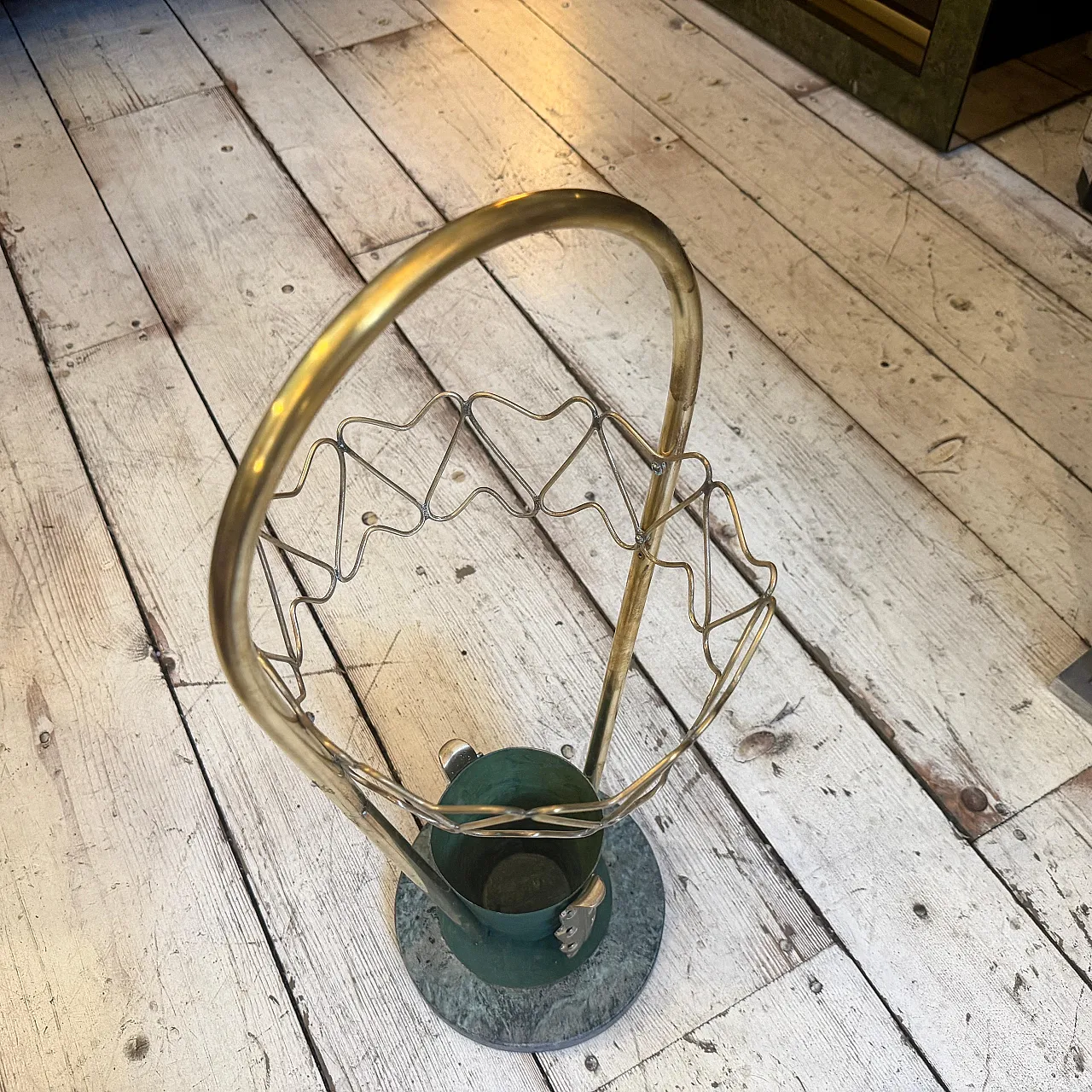 Brass and marble umbrella stand, Gio Ponti Style, 1950s 3