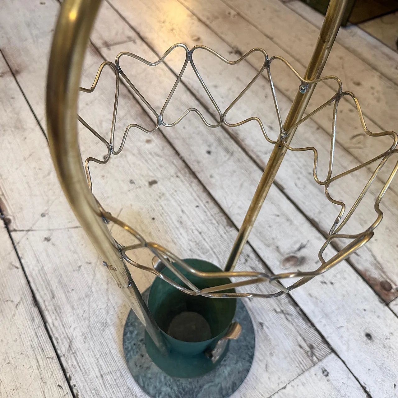 Brass and marble umbrella stand, Gio Ponti Style, 1950s 4