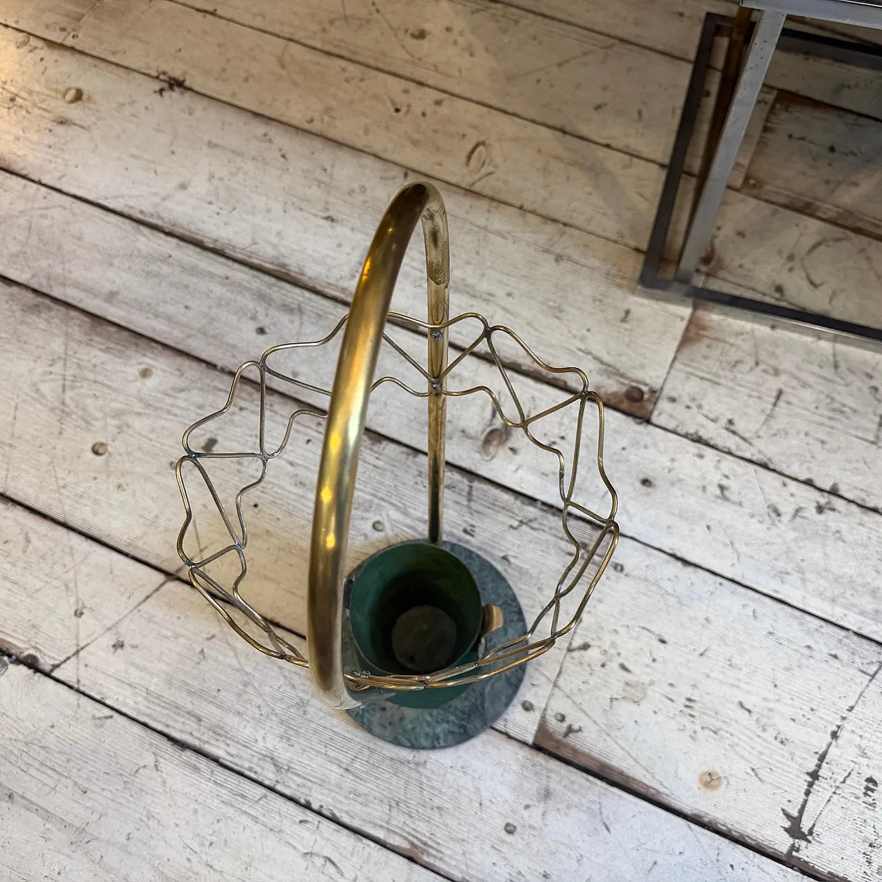 Brass and marble umbrella stand, Gio Ponti Style, 1950s 6