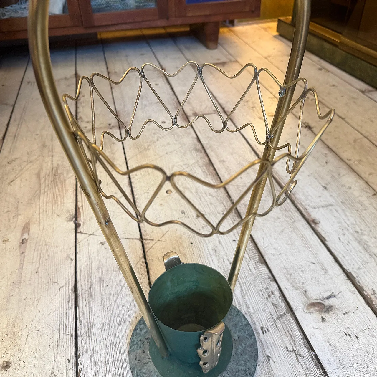Brass and marble umbrella stand, Gio Ponti Style, 1950s 8