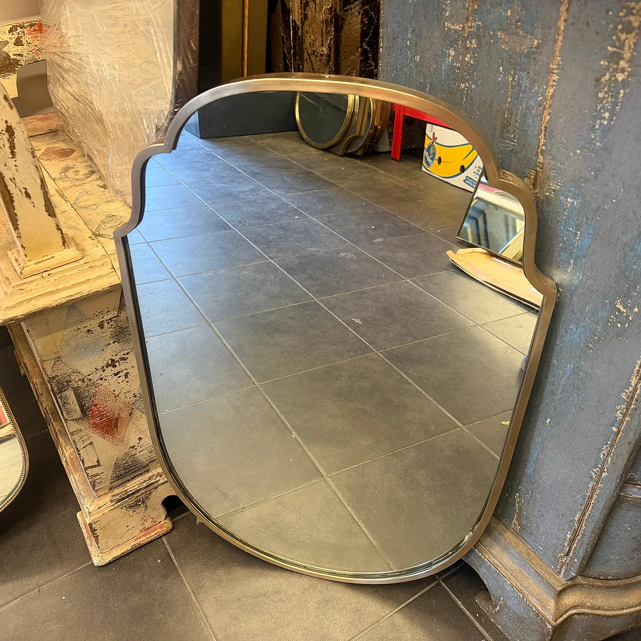 Specchio da parete in ottone massiccio in stile Gio Ponti, anni '50 8