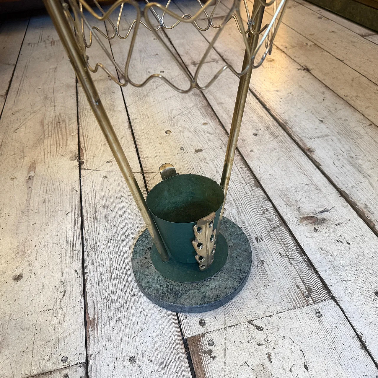 Brass and marble umbrella stand, Gio Ponti Style, 1950s 9